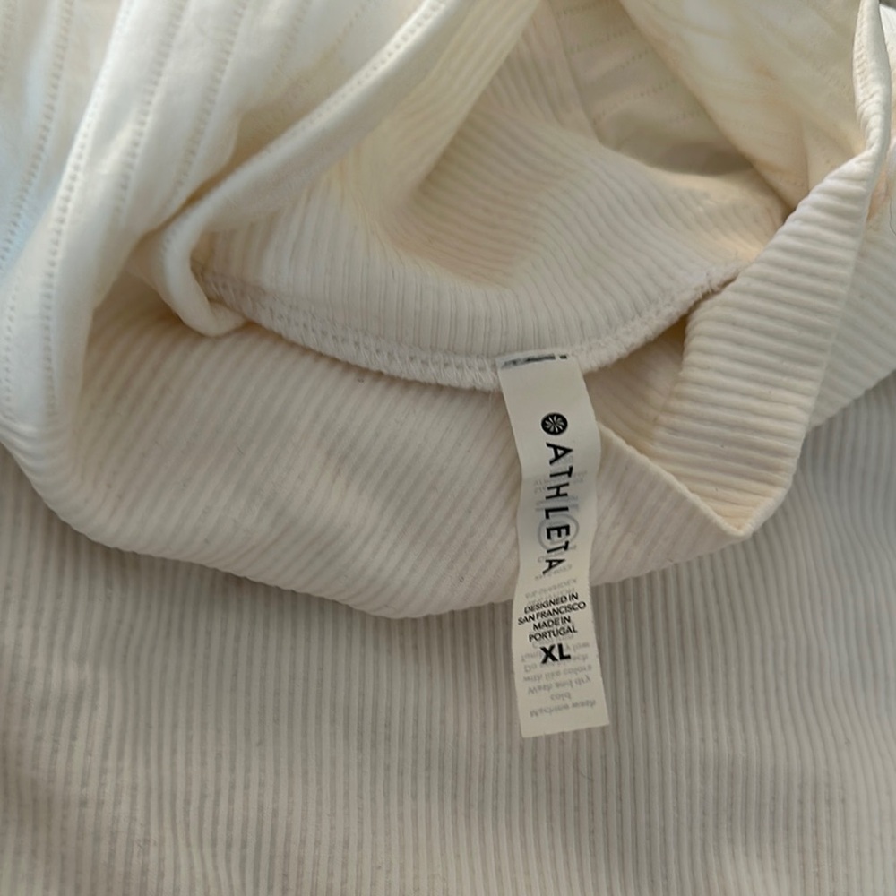 Athleta White Ribbed Top XL